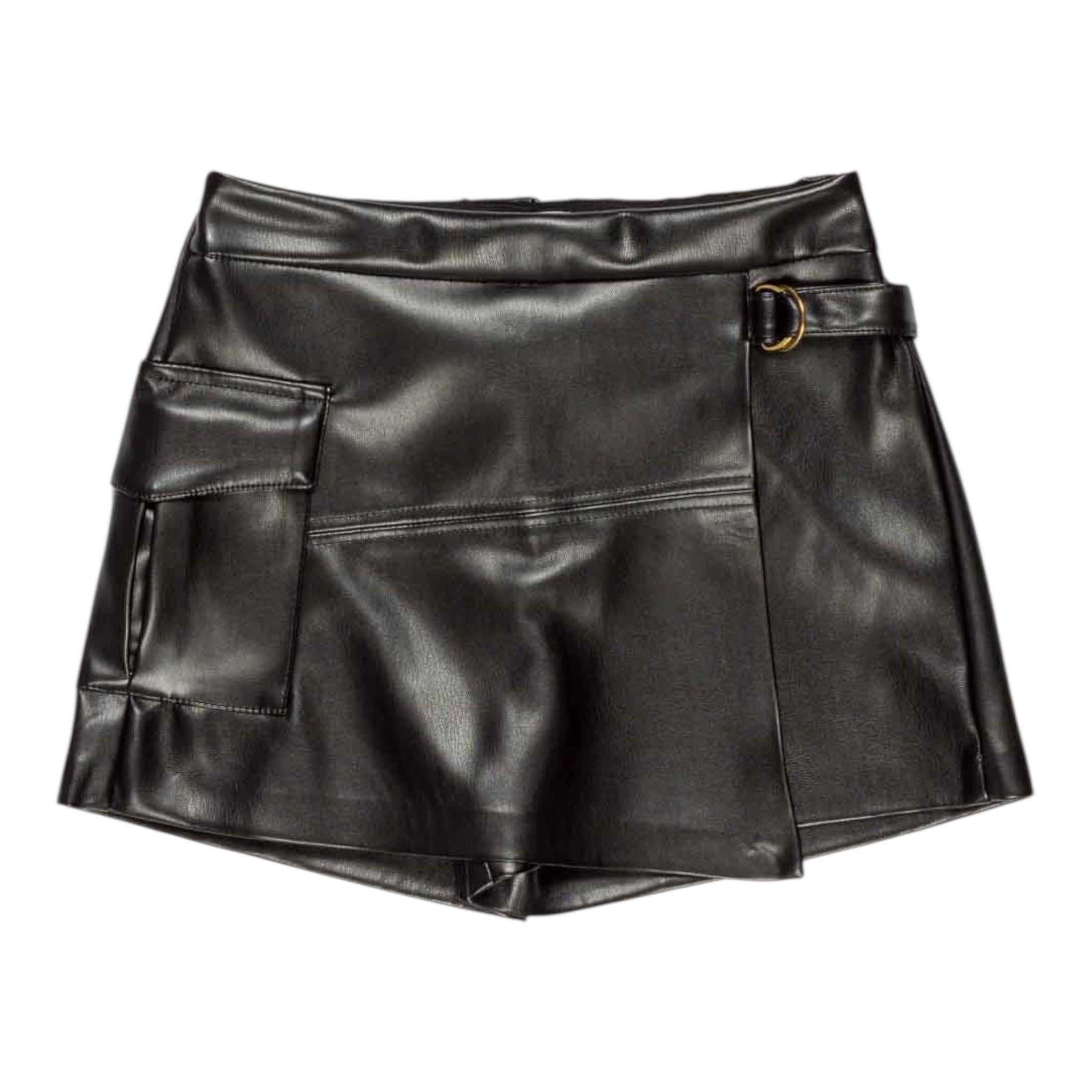 LU LU BY MISS GRANT shotrt in ecopelle tinta unita Nero per Bambina LL2980 NERO LU LU BY MISS GRANT 