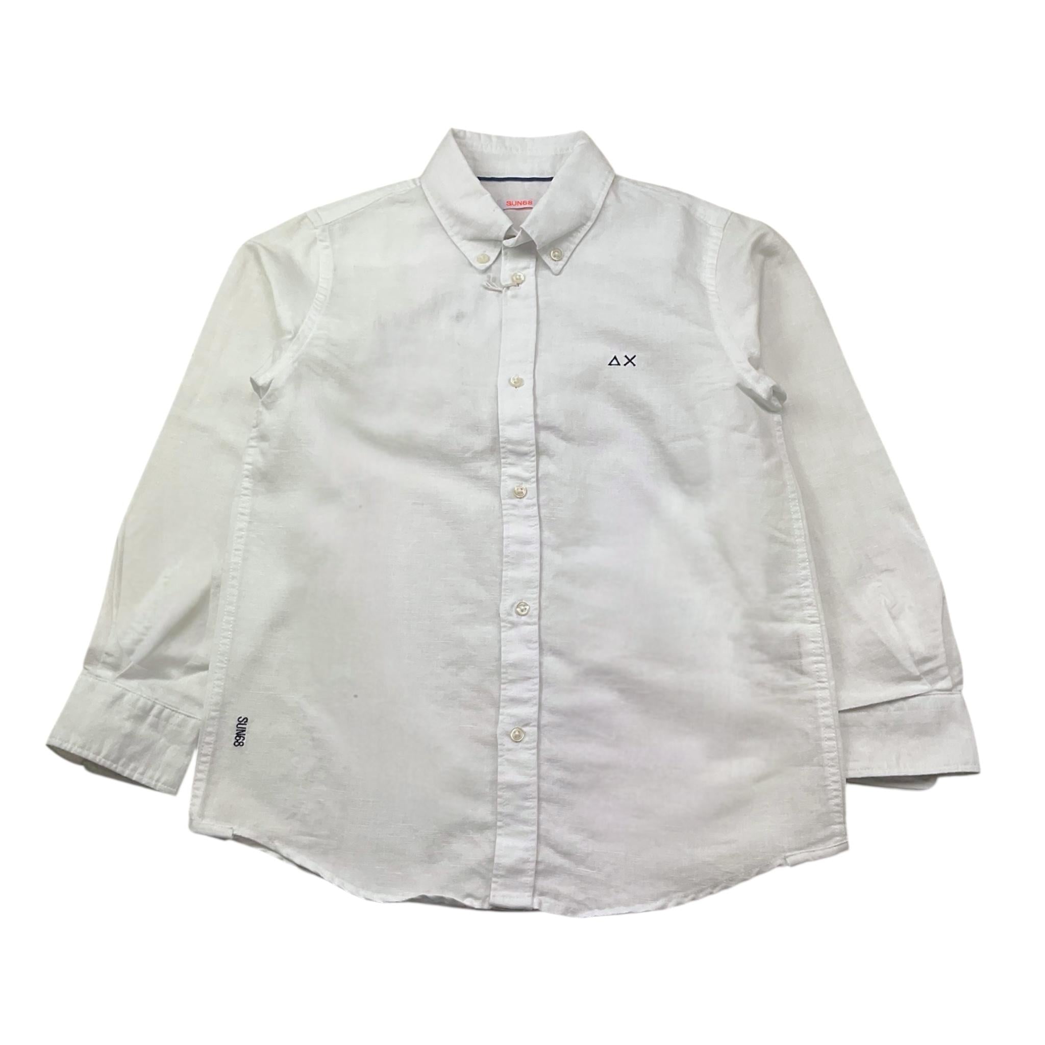 Sun68 Camicia Tinta Unita con Logo per Bambino CPS35305 BIANCO SUN68 