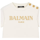 Balmain T-Shirt Tinta Unita con Logo per Bambina BV8B91 PANNA BALMAIN 