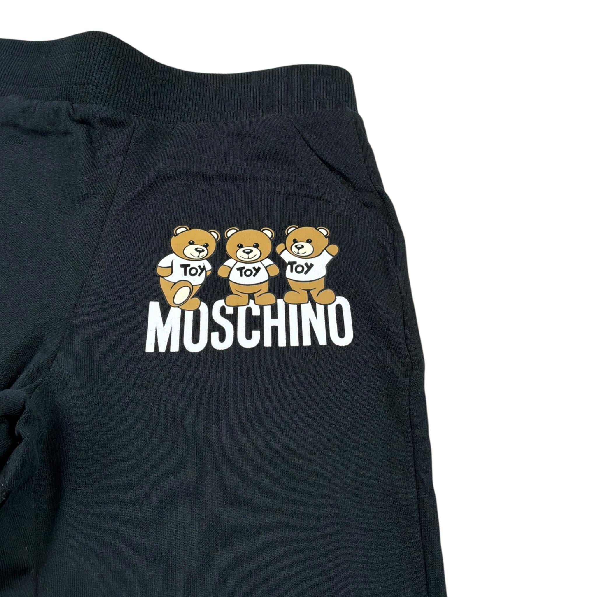 Moschino Pantalone Tuta tinta unita con Logo Nero per Bambino HUP079 NERO MOSCHINO 