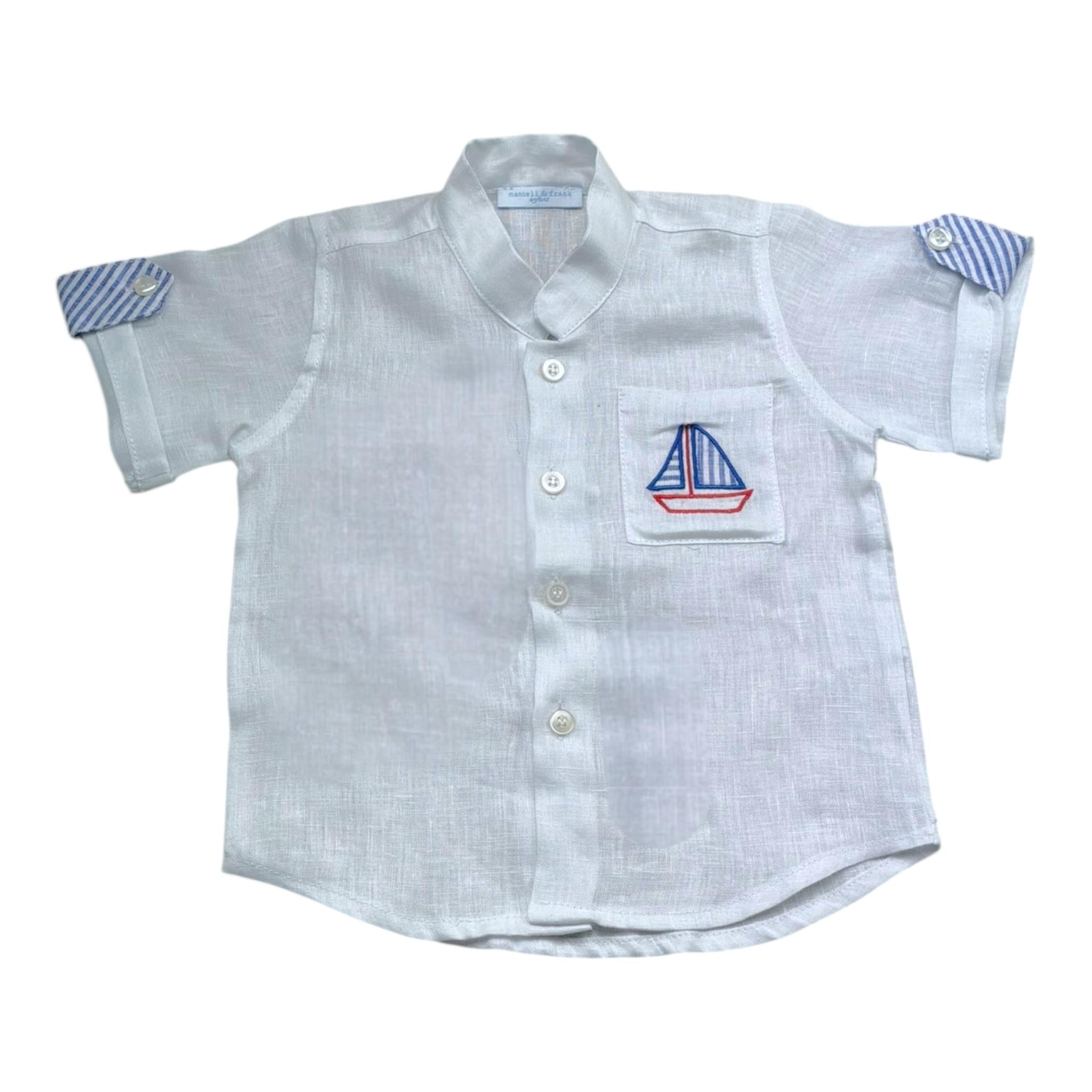 Manuel & Frank Camicia Mezza Manica Tinta Unita con Stampa per Neonato MF3255I BIANCO MANUEL & FRANK 