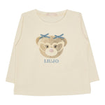 LIU JO shirt girocollo tinta unita con stampa in contrasto Panna per Bambina KF4068XX PANNA LIU JO 