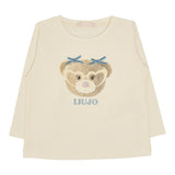 LIU JO shirt girocollo tinta unita con stampa in contrasto Panna per Bambina KF4068XX PANNA LIU JO 