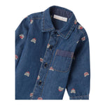 Minibanda Camicia Manica Lunga Tinta Unita con Stampa Orsi per Neonato 3B659 BLU MINIBANDA 