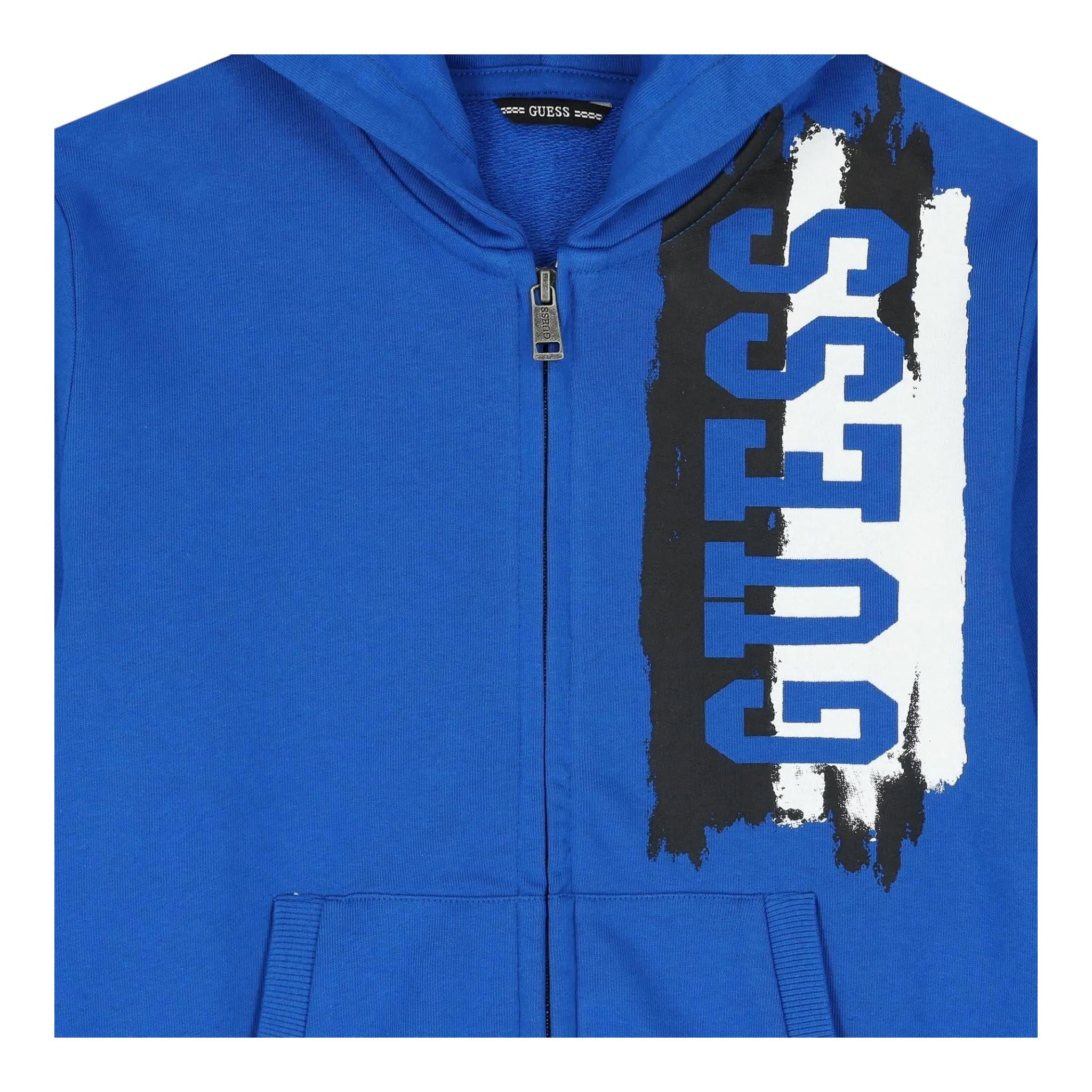 GUESS felpa con zip e cappuccio tinta unita cn logo Cobalto per Neonato N4YQ00KA6R3N COBALTO GUESS 