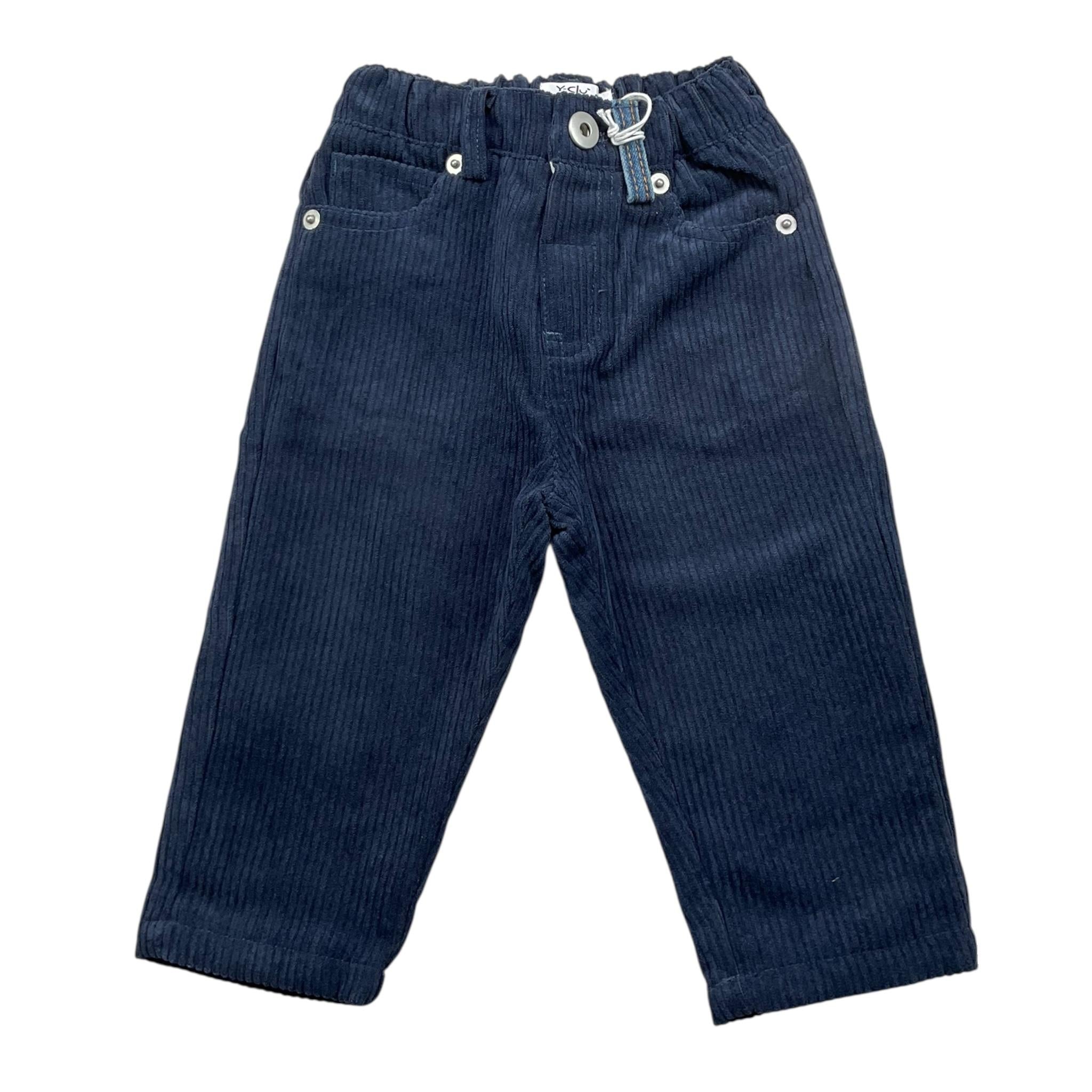 Y-CLU pantalone tinta unita in camoscio con girovita regolabile Blu per Neonato BY10 BLU Y-CLU 