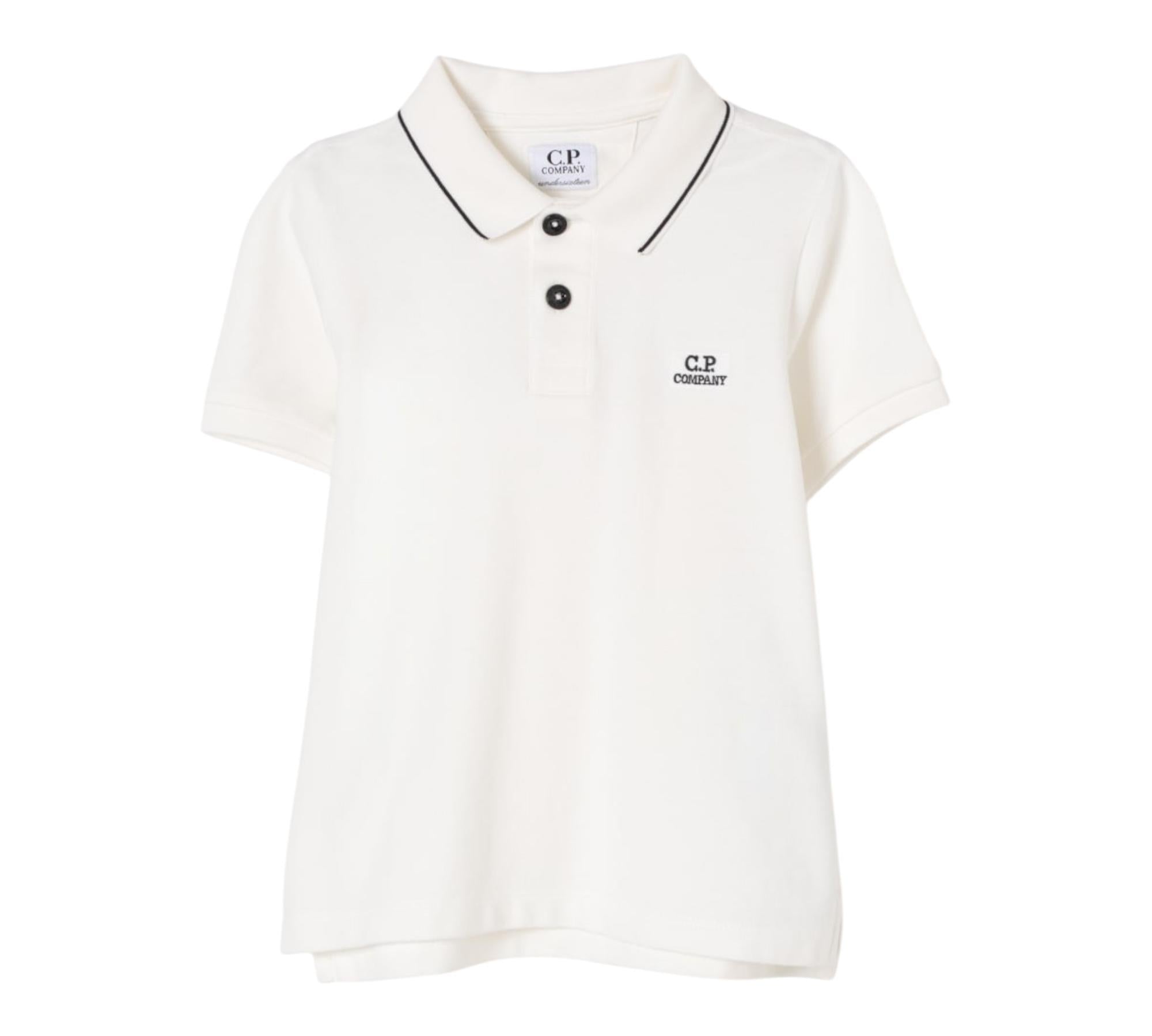 C.P. Company Polo Mezza Manica Tinta Unita per Bambino CNM000 PANNA C.P. COMPANY 