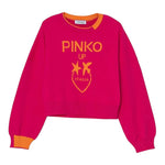 PINKO maglia tinta unita con stampa in contrasto Fuxia per Bambina F4PIJGJP087 FUXIA PINKO 