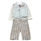 Damper Dan 4-teiliges Set Weste-Shirt-Hose-Fliege Blau für Neugeborene