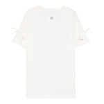 Dou Dou T-Shirt Girocollo Tinta Unita con Applicazioni Fiocchi per Bambina DW8A31 BIANCO DOU DOU 