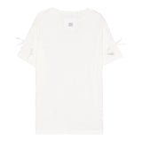 Dou Dou T-Shirt Girocollo Tinta Unita con Applicazioni Fiocchi per Bambina DW8A31 BIANCO DOU DOU 