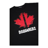 Dsquared2 T-Shirt Girocollo Tinta Unita con Stampa per Neonato DQ0702N NERO DSQUARED2 