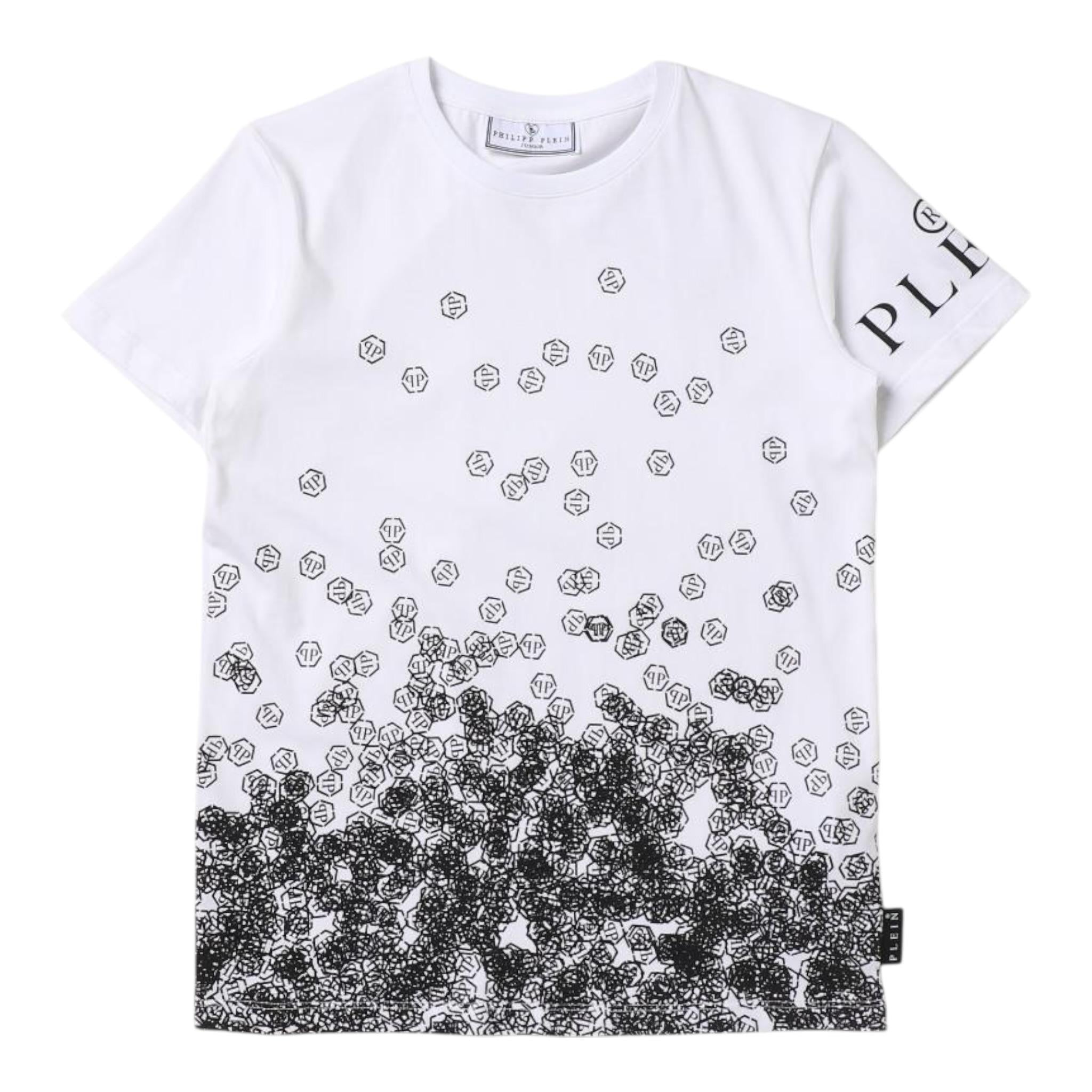 Philipp Plein T-Shirt Girocollo tinta unita con Stampe Bianco per Bambino 2PM007 BIANCO PHILIPP PLEIN 