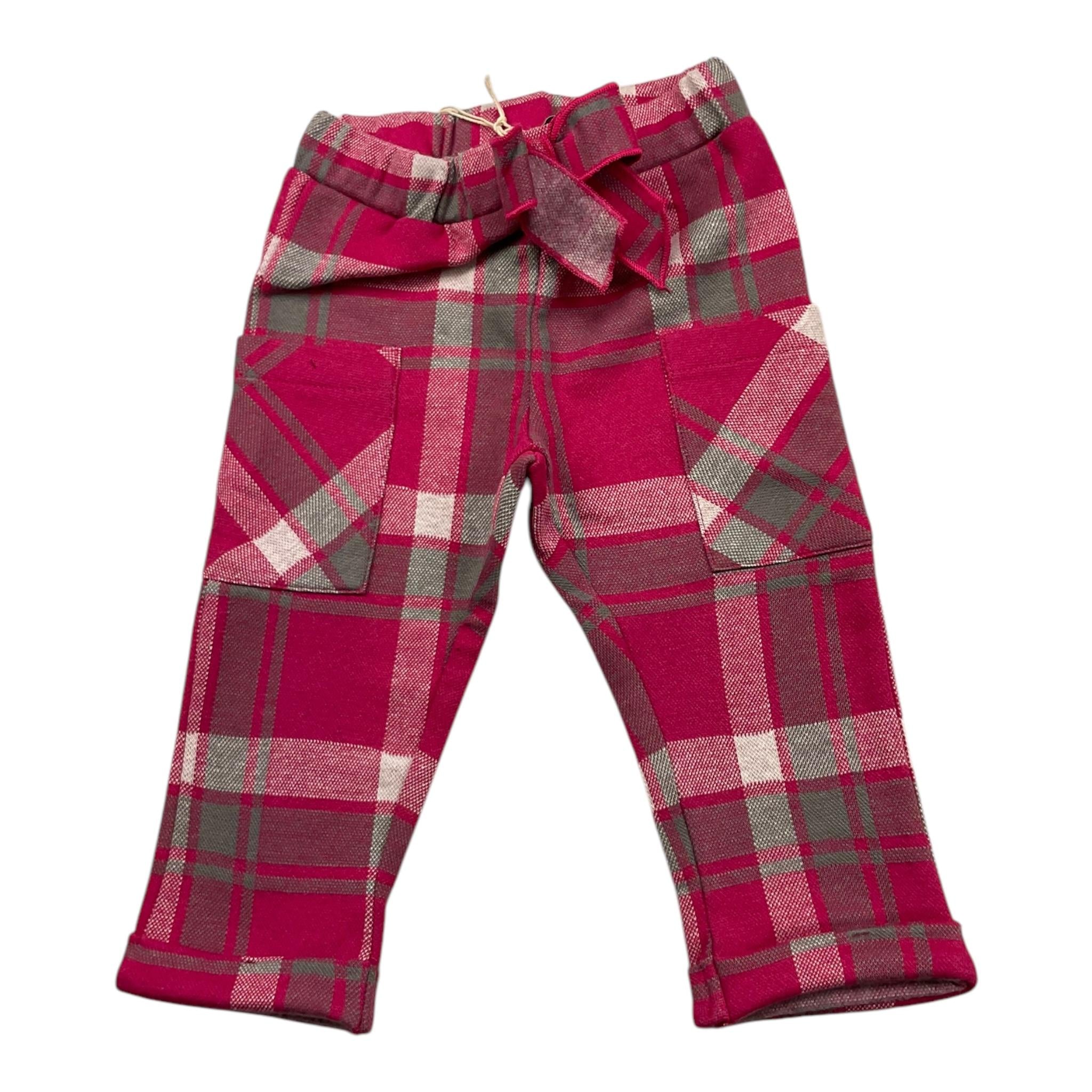 EMC pantalone tinta unita con fantasia a quadri Fuxia per Neonata BZ7089 FUXIA EMC 