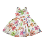 Janice Abito Tinta Unita con Fantasia Fiori per Bambina JN805B BIANCO JANICE 