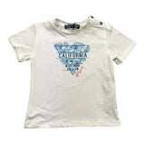 Please T-Shirt Rundhals Einfarbig mit Kontrastärmeln Weiß für Neugeborene