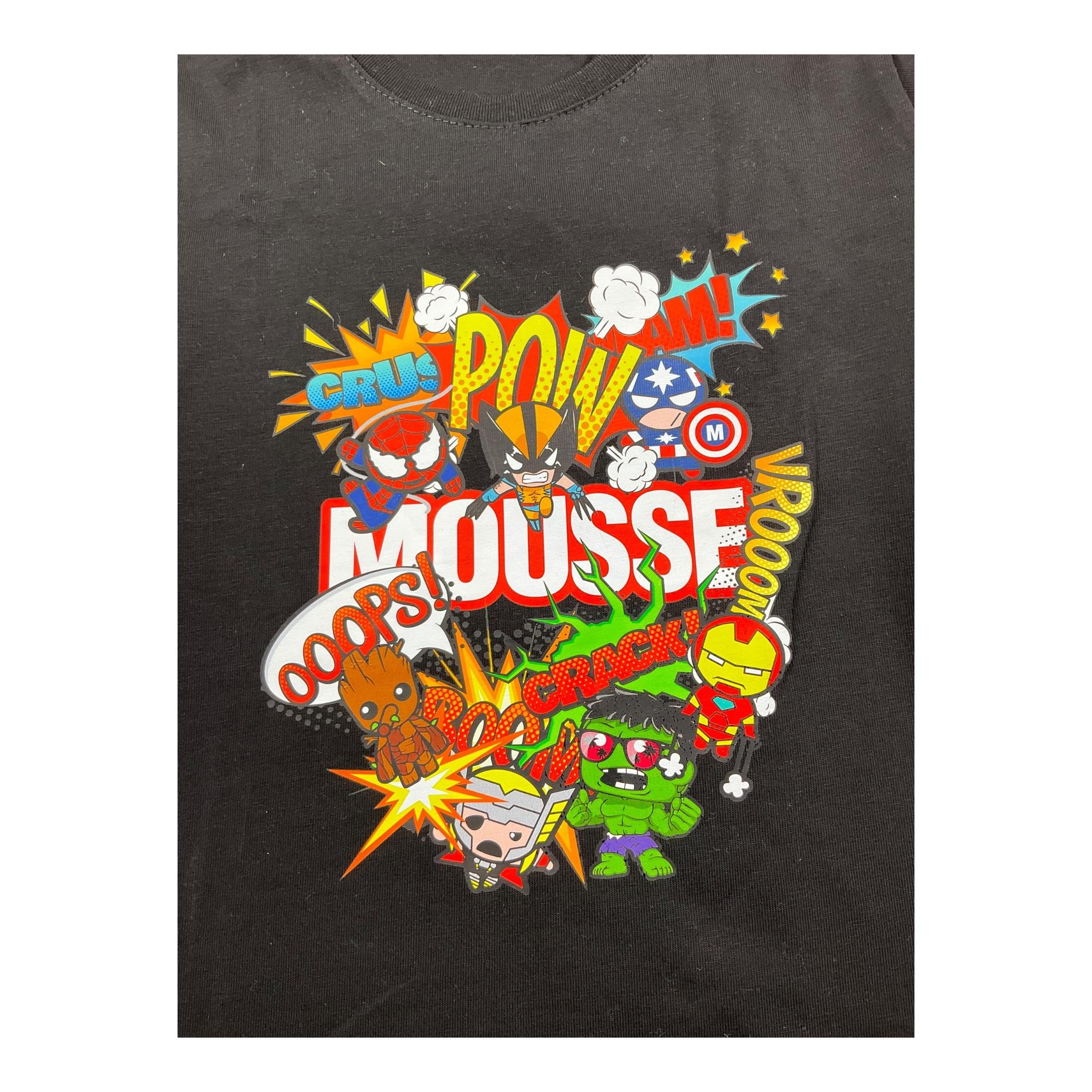 MOUSSE shirt girocollo tinta unita con stampa marvel Nero per Bambino HKTL371BX NERO MOUSSE 
