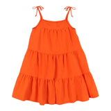 Dixie Orange Einfarbiges Trägerkleid für Mädchen