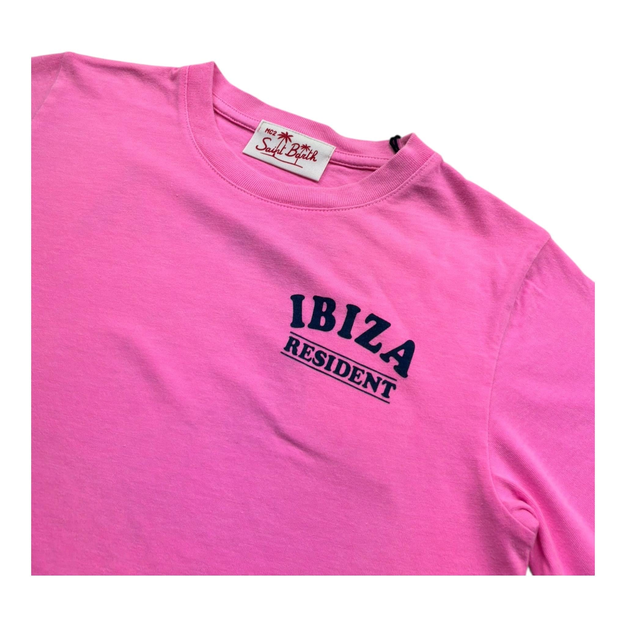 Saint Barth T-Shirt Girocollo Tinta Unita con Stampa per Bambina 00315L ROSA FLUO SAINT BARTH 