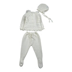 Juliana Completo 3 Pezzi Maglia-Ghettina-Cappello Panna per Neonata 25037 PANNA JULIANA 