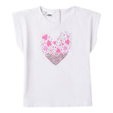 I Do T-Shirt Girocollo Tinta Unita con Stampa per Bambina 4B519 BIANCO I DO 