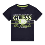 Guess T-Shirt Girocollo Tinta Unita con Stampe per Neonato N5RI23K8HM4 BLU GUESS 