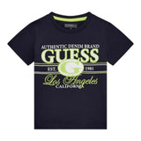 Guess T-Shirt Girocollo Tinta Unita con Stampe per Neonato N5RI23K8HM4 BLU GUESS 