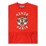 Kenzo Abito Mezza Manica Tinta Unita con Logo per Neonata K60941 ROSSO KENZO 
