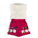 Diadora Complete 2-teiliges T-Shirt-Shorts, zweifarbig, Weiß/Fuchsia, für Baby-Mädchen