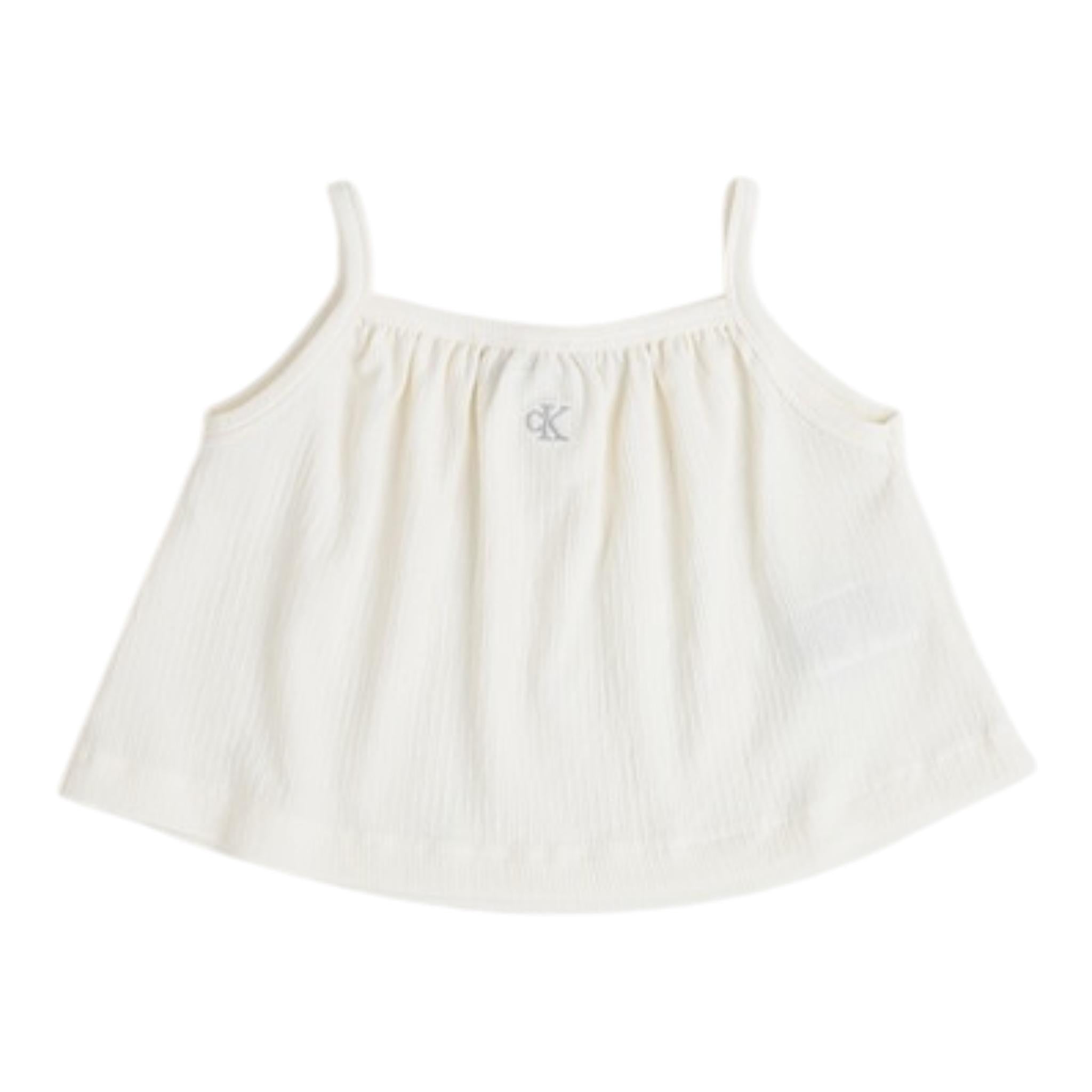 Calvin Klein Top Tinta Unita con Bretelle per Bambina IG0IG02870 PANNA CALVIN KLEIN 