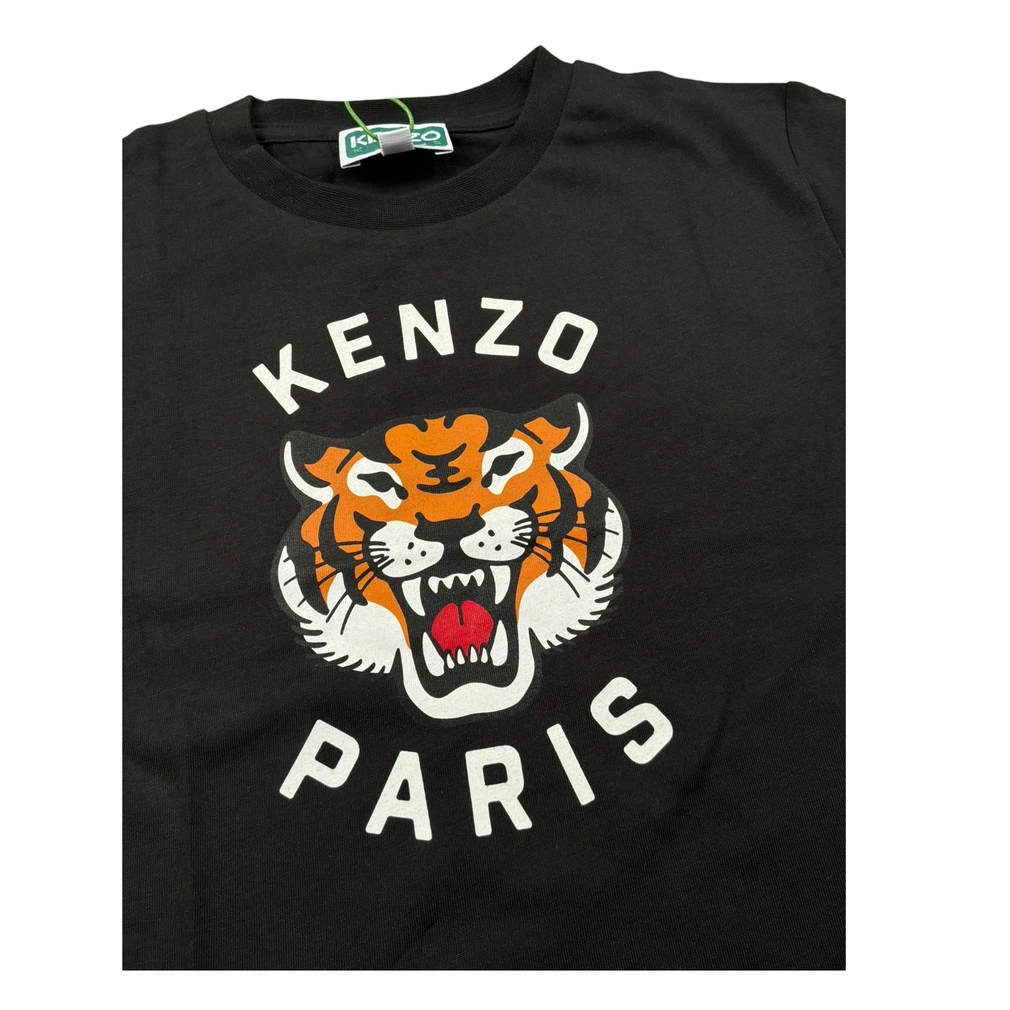 Kenzo T-Shirt Girocollo Tinta Unita con Stampe per Neonata K61137NX NERO KENZO 