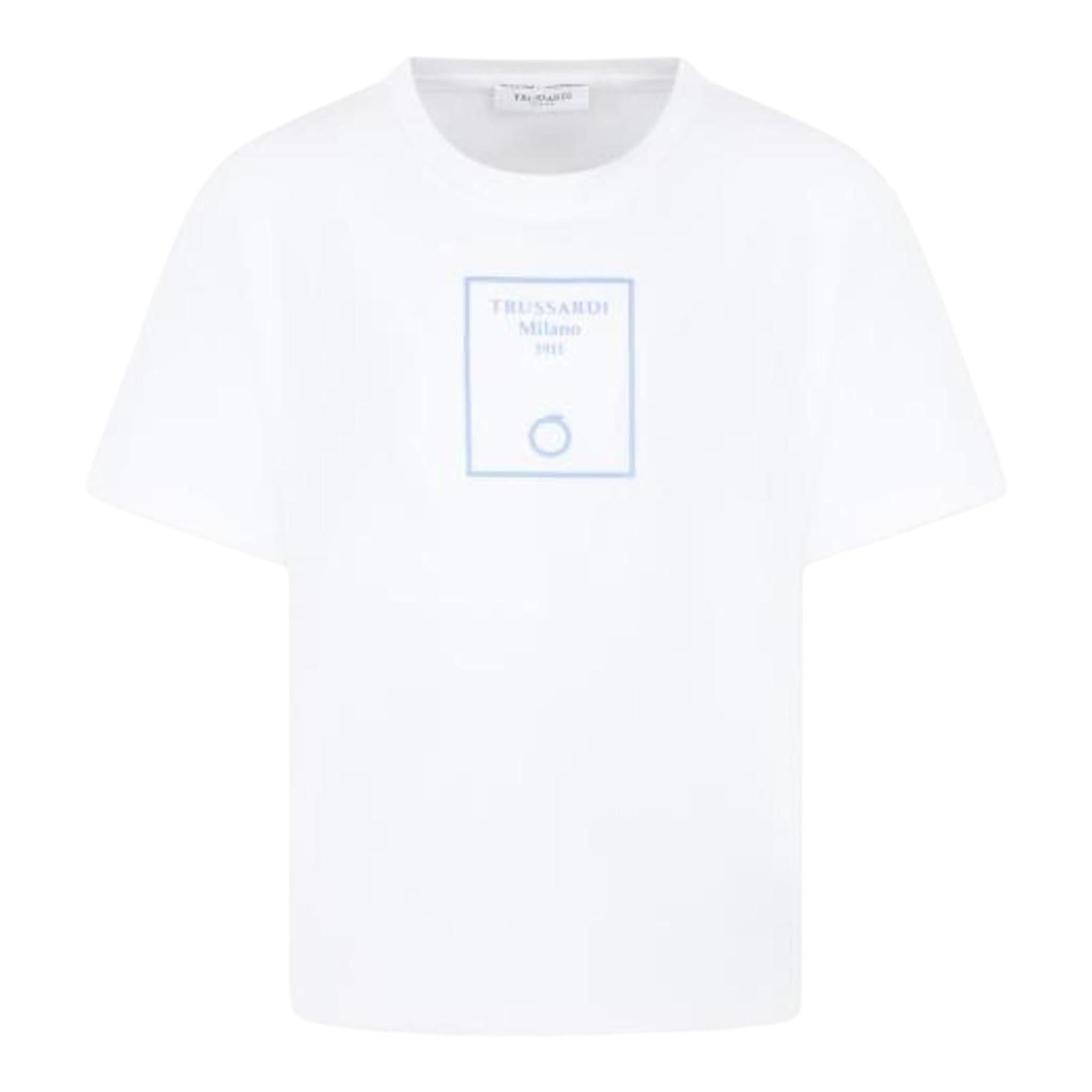 Trussardi T-Shirt Girocollo Tinta Unita con Stampa per Bambino TBP25025TS BIANCO TRUSSARDI 