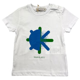 Manuel Ritz Rundhals-T-Shirt einfarbig mit Kontrastdruck weiß für Neugeborene