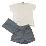 Minimum Komplett 3 Teile T-Shirt-Bermuda-Schal Weiß/Grau Für Kind