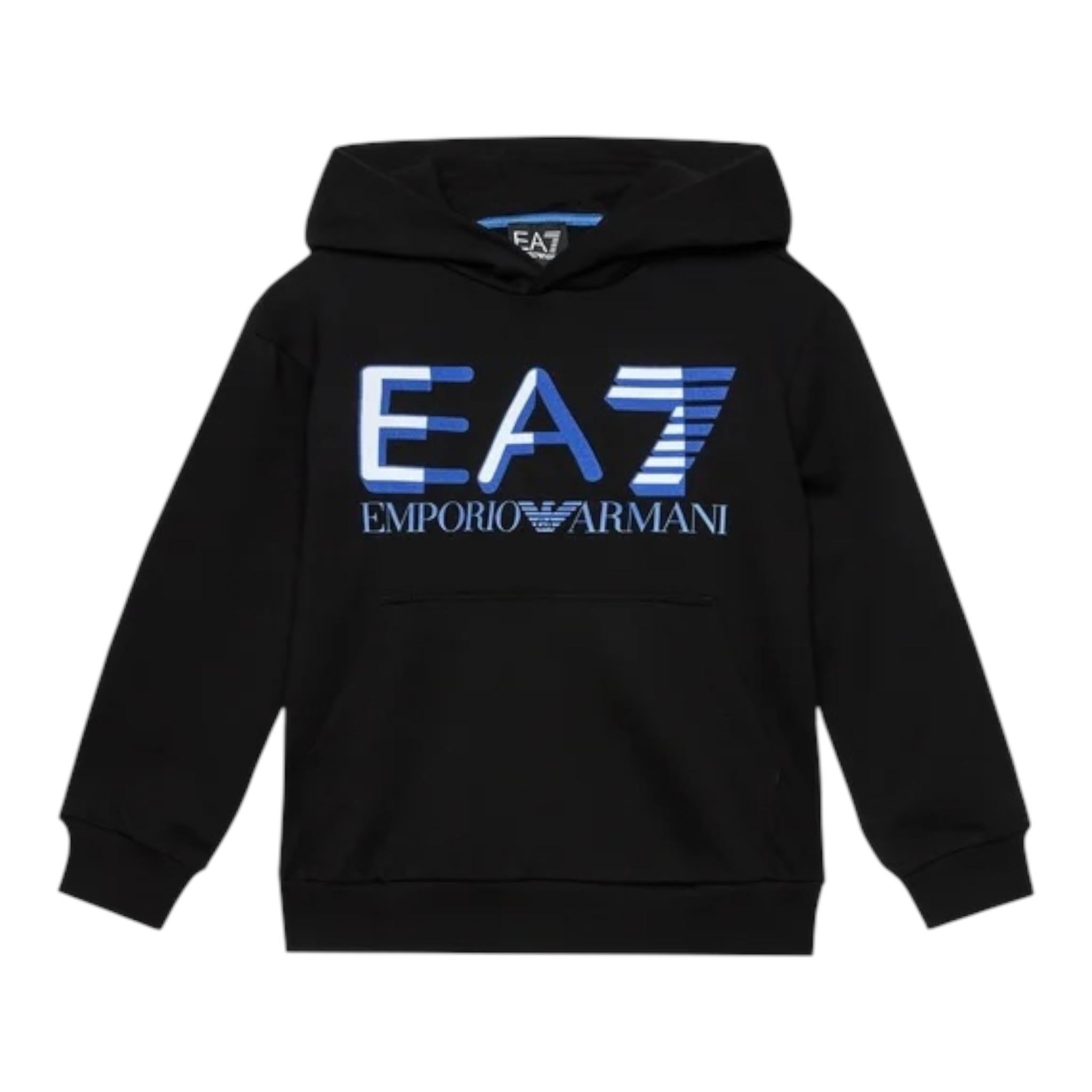 EMPORIO ARMANI felpa tinta unita con cappuccio e stampa Nero per Bambino 6RBM64 NERO EMPORIO ARMANI 
