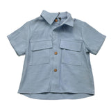 Never Too Baby-Jungen Hemd, halblang, einfarbig, Hellblau