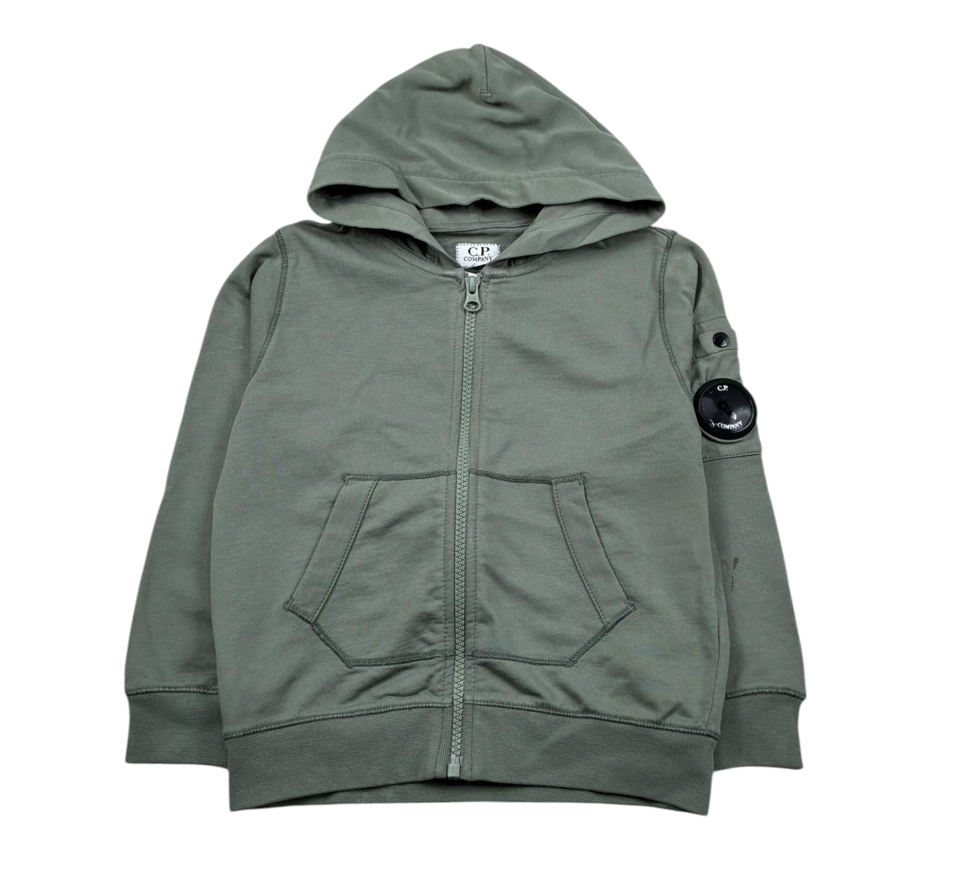 C.P. Company Felpa con Zip E Cappuccio Tinta Unita per Bambino CMF00Q VERDE C.P. COMPANY 