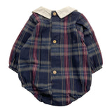 CALAMARO pagliaccetto tinta unita con fantasia righe e colletto Blu per Neonata 32462XX BLU CALAMARO 