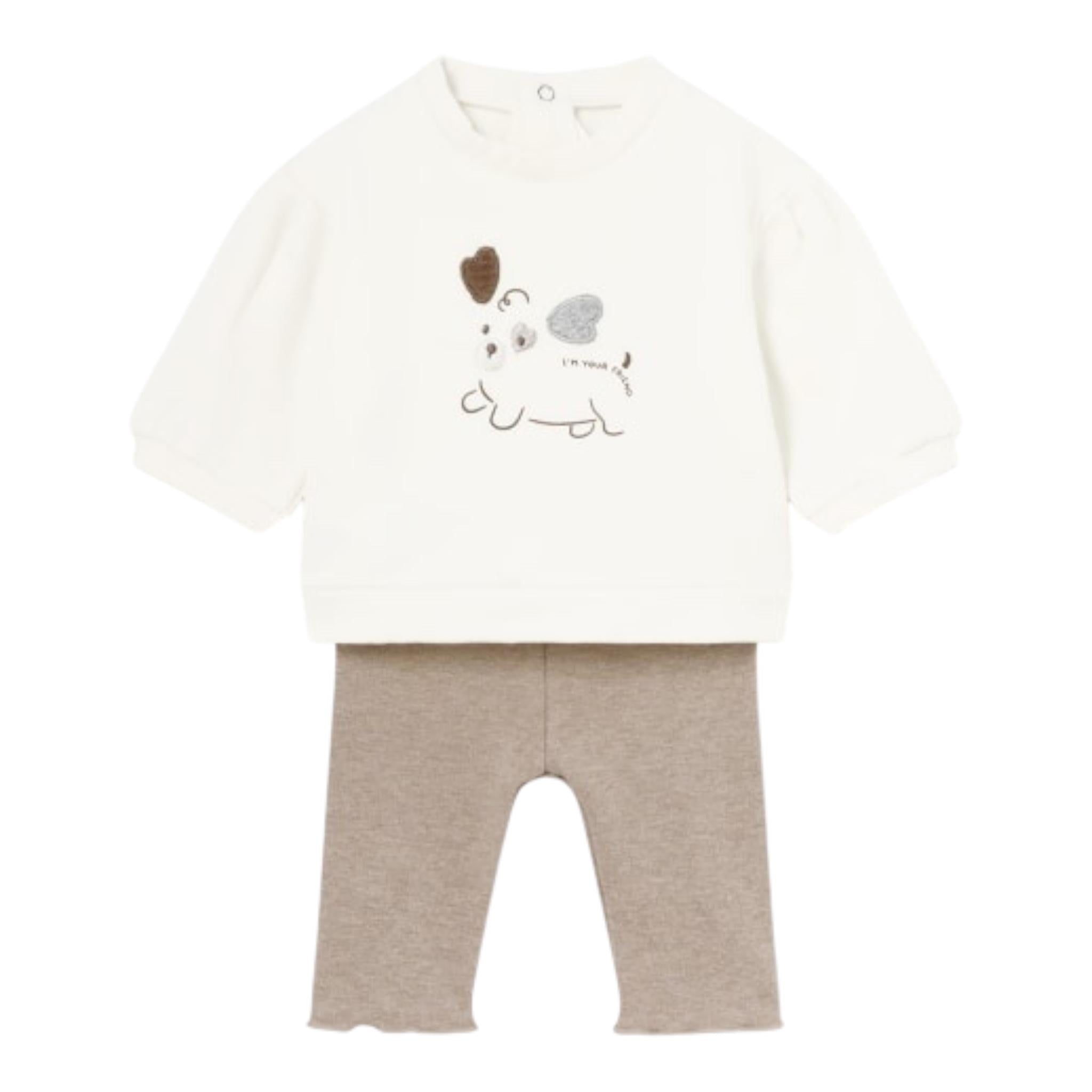 MAYORAL completo bicolore felpa-leggins con stampa Panna per Neonata 2786XX PANNA MAYORAL 