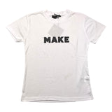 Make T-Shirt Rundhals Einfarbig mit kontrastierendem Logo-Print Weiß/Schwarz für Jungen