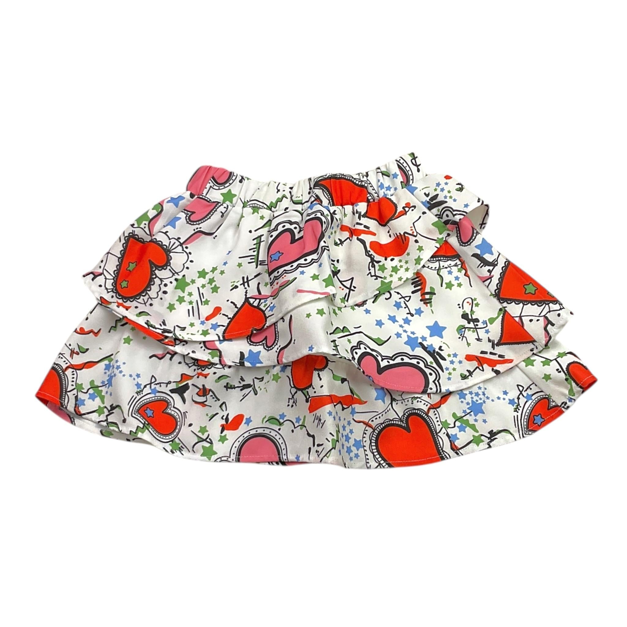 LIU JO gonna tinta unita con stampa Bianco per Bambina KF2106 BIANCO LIU JO 