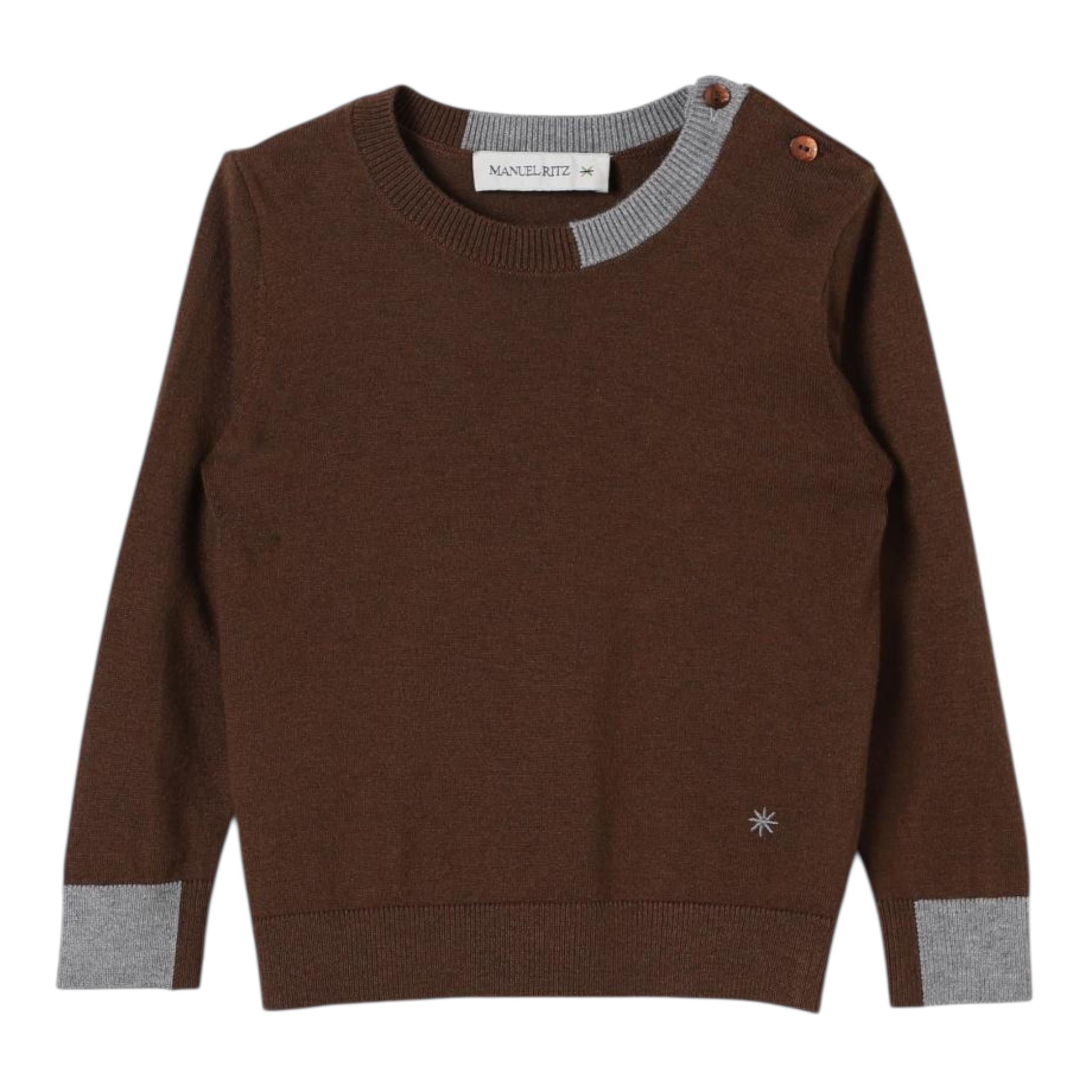 MANUEL RITZ maglia girocollo tinta unita con profili in contrasto Marrone per Neonato MR2716N MARRONE MANUEL RITZ 