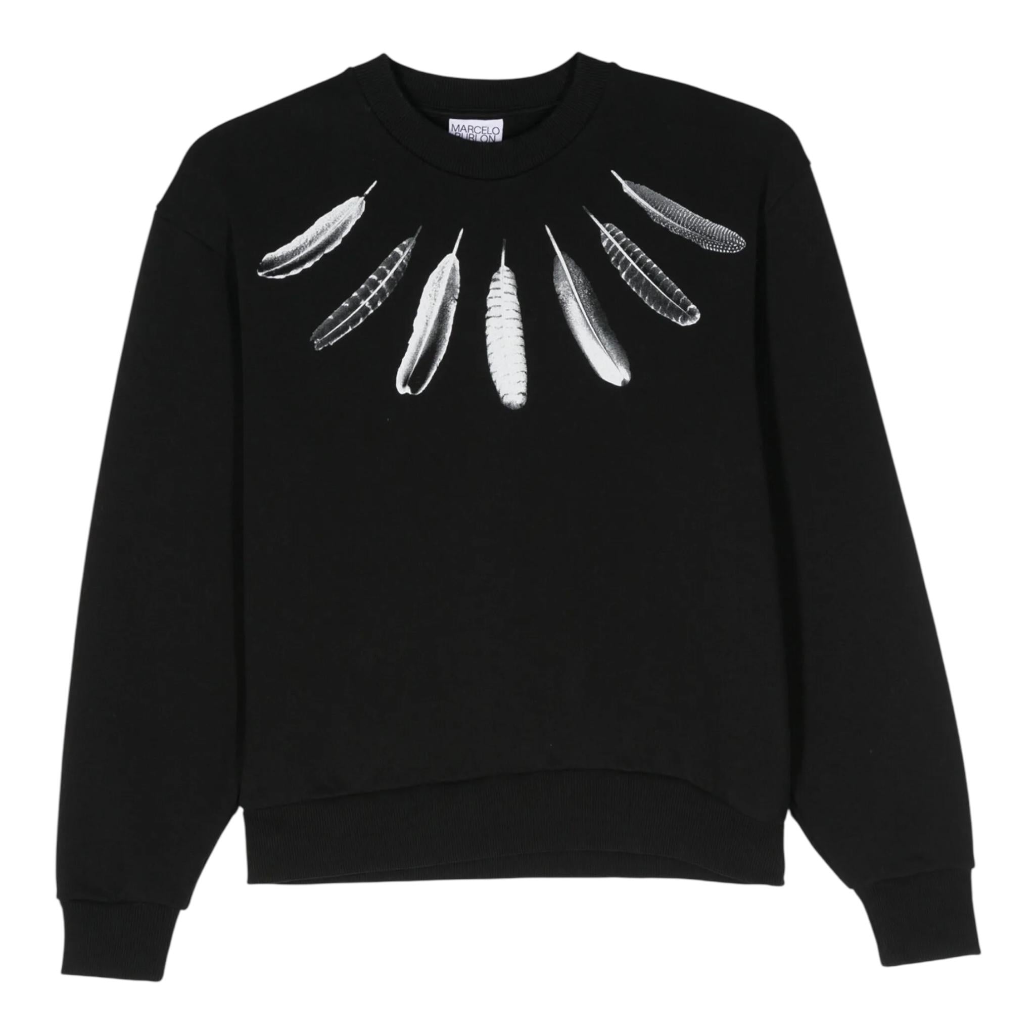 Marcelo Burlon Felpa Girocollo Tinta Unita con Stampa per Bambino CBB001F23 NERO MARCELO BURLON 