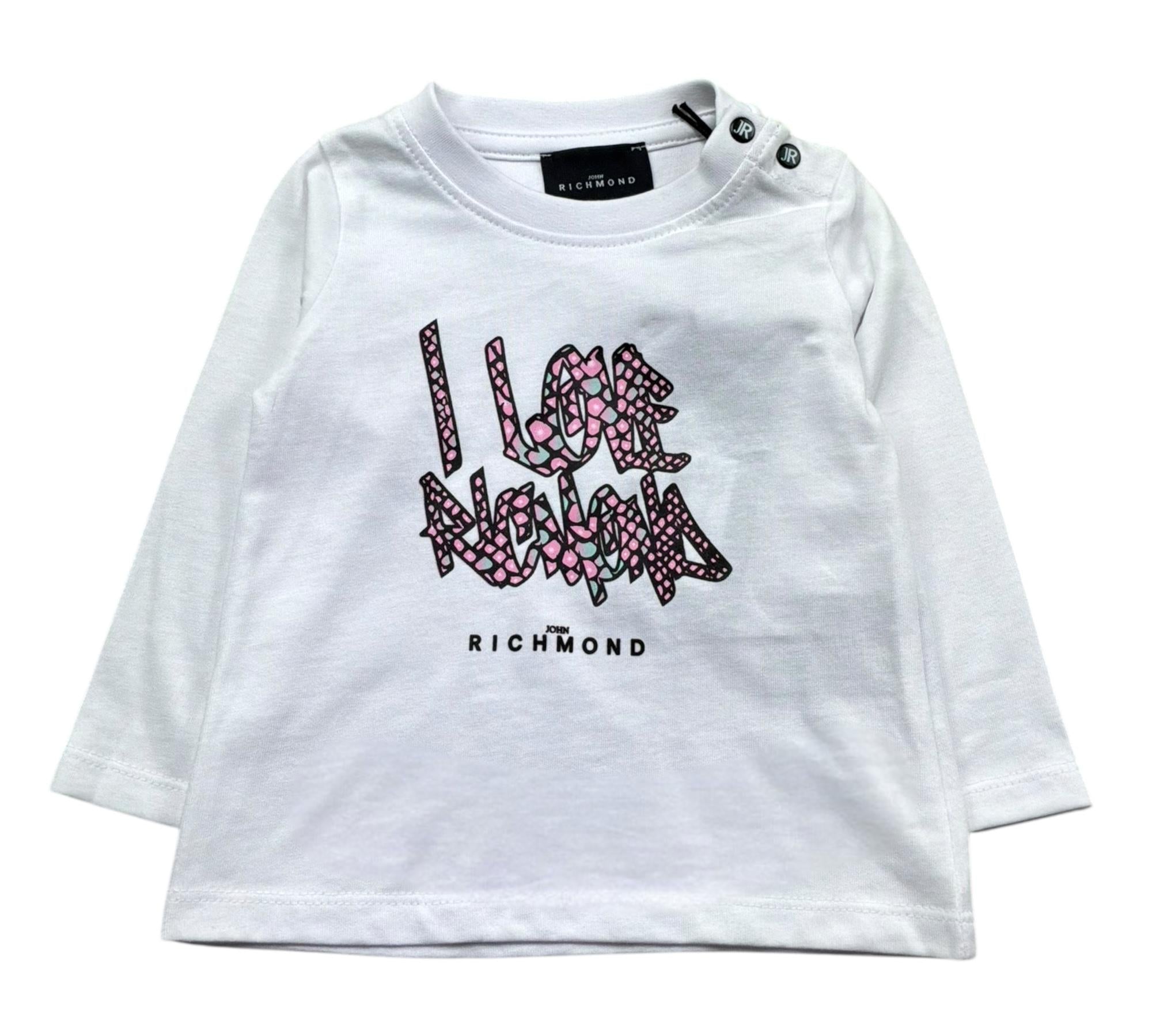 John Richmond Shirt Girocollo Tinta Unita con Logo per Neonata RIP26048TS BIANCO JOHN RICHMOND 
