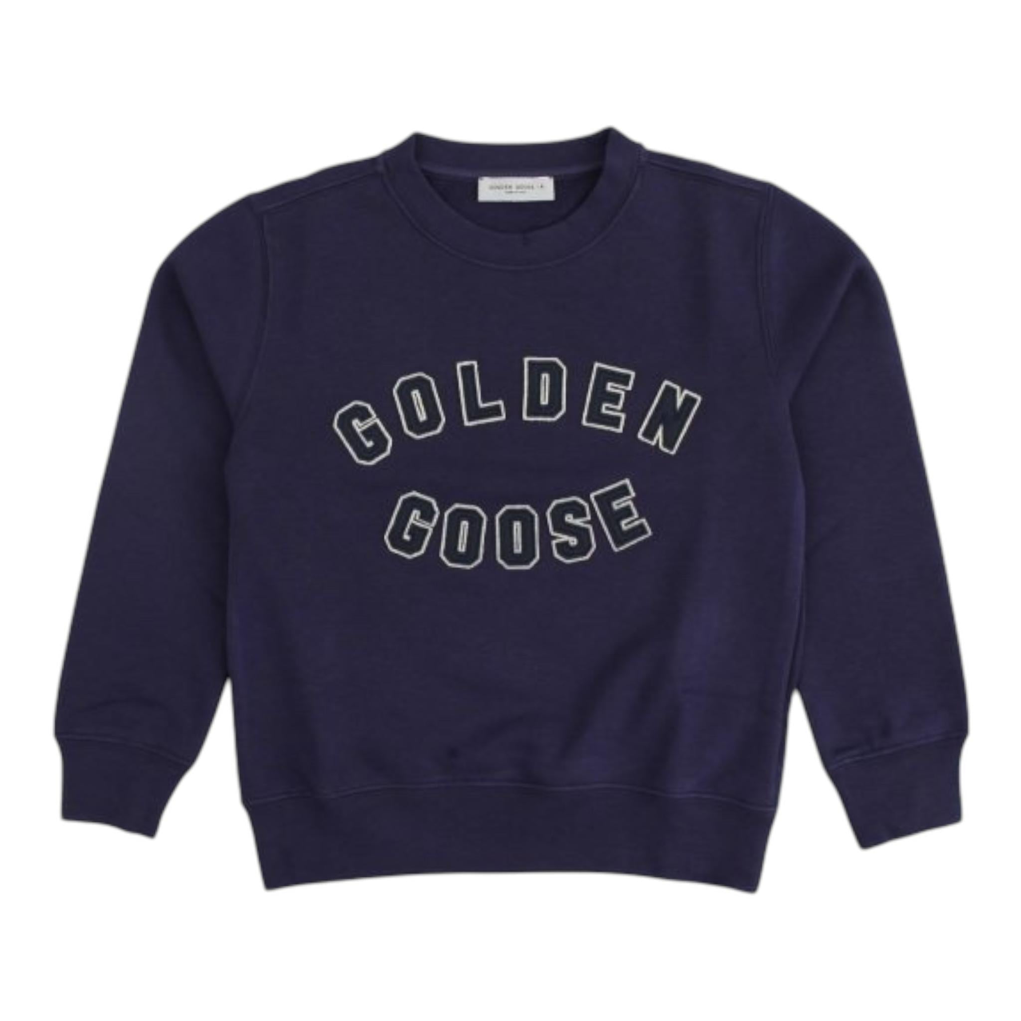 GOLDEN GOOSE felpa girocollo tinta unita con stampa Blu per Bambino GKP01402 BLU GOLDEN GOOSE 