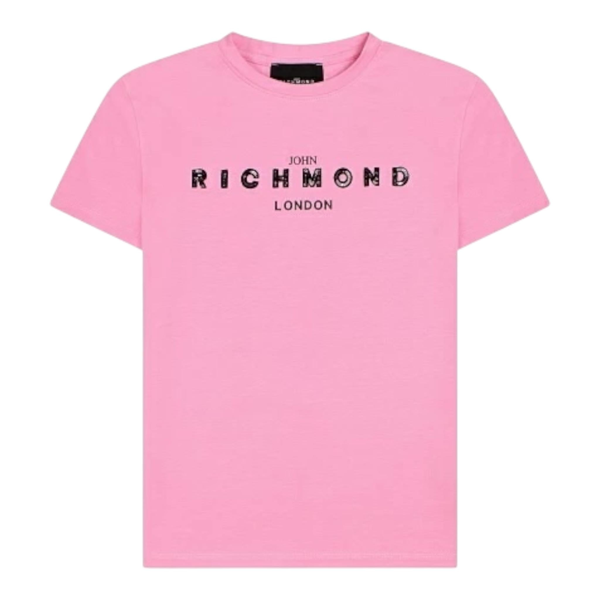 JOHN RICHMOND t-shirt girocollo tinta unita con stampa Rosa per Bambina RGA24055TS ROSA JOHN RICHMOND 