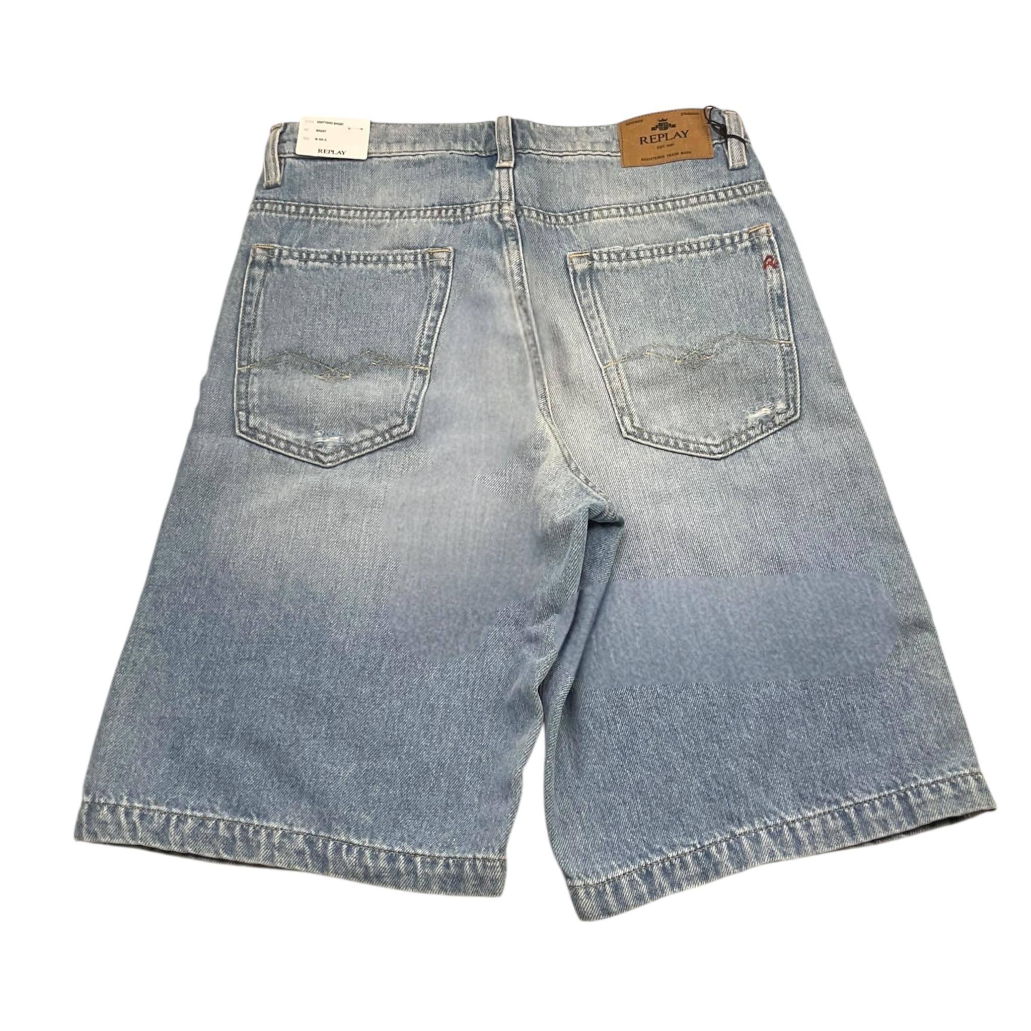 Replay Bermuda In Denim Tinta Unita con Strappi per Bambino SB9545 AZZURRO REPLAY 