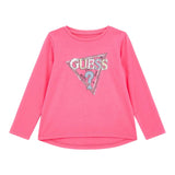 GUESS shirt girocollo tinta unita con stampa Fuxia per Neonata K4YI11K6YW4X FUXIA GUESS 