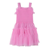 Twinset Einfarbiges ärmelloses Kleid mit rosa Tüll für Baby Mädchen