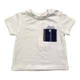 Leo E Lilly – Einfarbiges T-Shirt mit Rundhalsausschnitt und weißer Tasche für Neugeborene